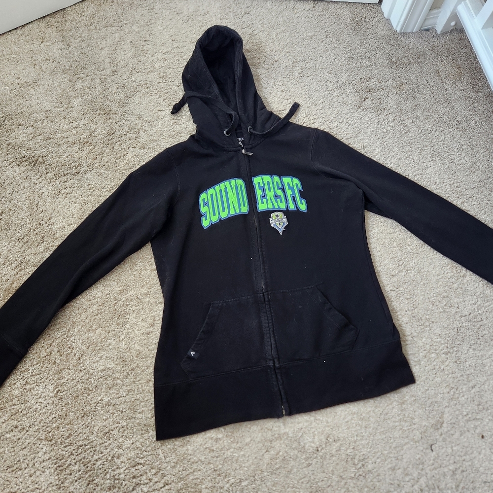 Seattle Sounders FC Antigua Women's Black Zip-Up Jacket Size Large